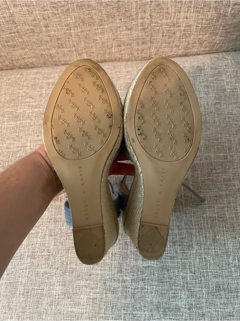 Kelly & Katie blue denim espadrille wedge sandals - Picture 6 of 6